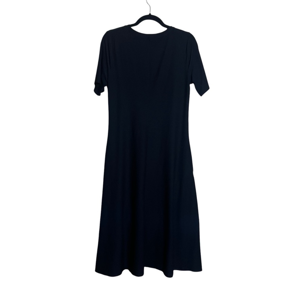 Eileen Fisher Maxi Dress Size XS Black Minimalist Cap Sleeve Crewneck Pockets - Picture 8 of 9
